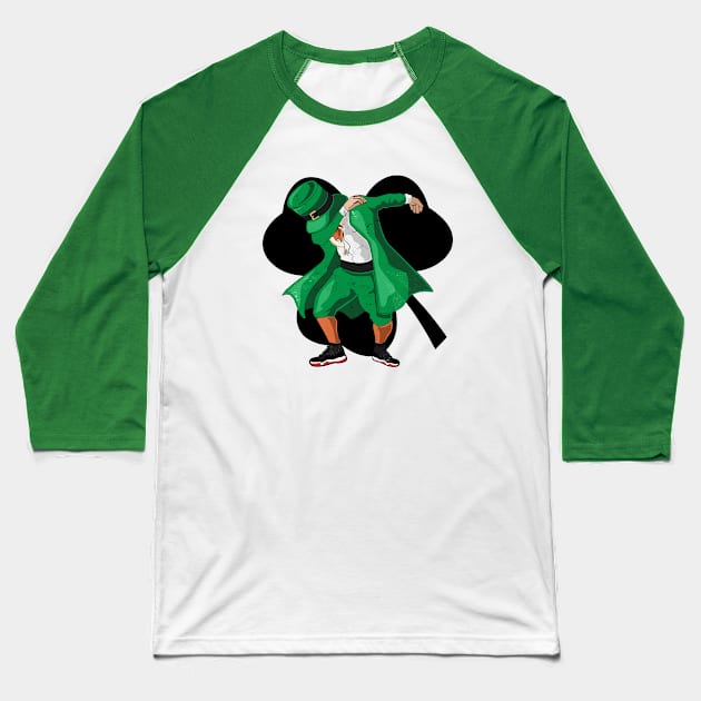 Dabbing Leprechaun Baseball T-Shirt by hoopoe